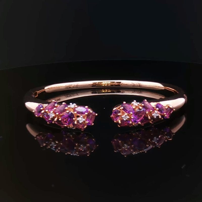 Ponte Vecchio – bransoletka z ametystami i diamentami | złoto 18K