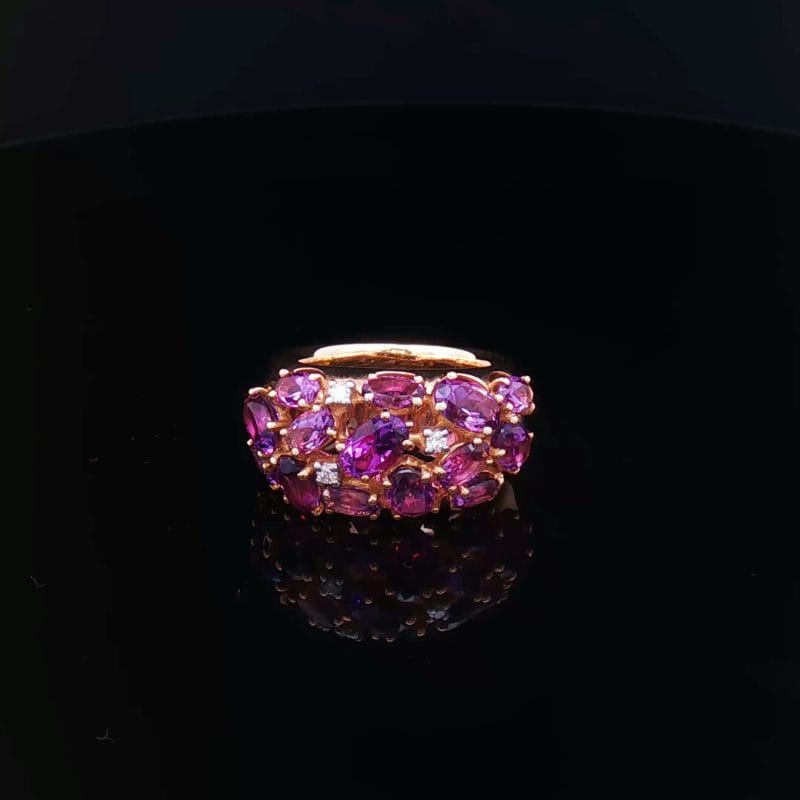 Ponte Vecchio – pierścionek z ametystami i diamentami | złoto 18K