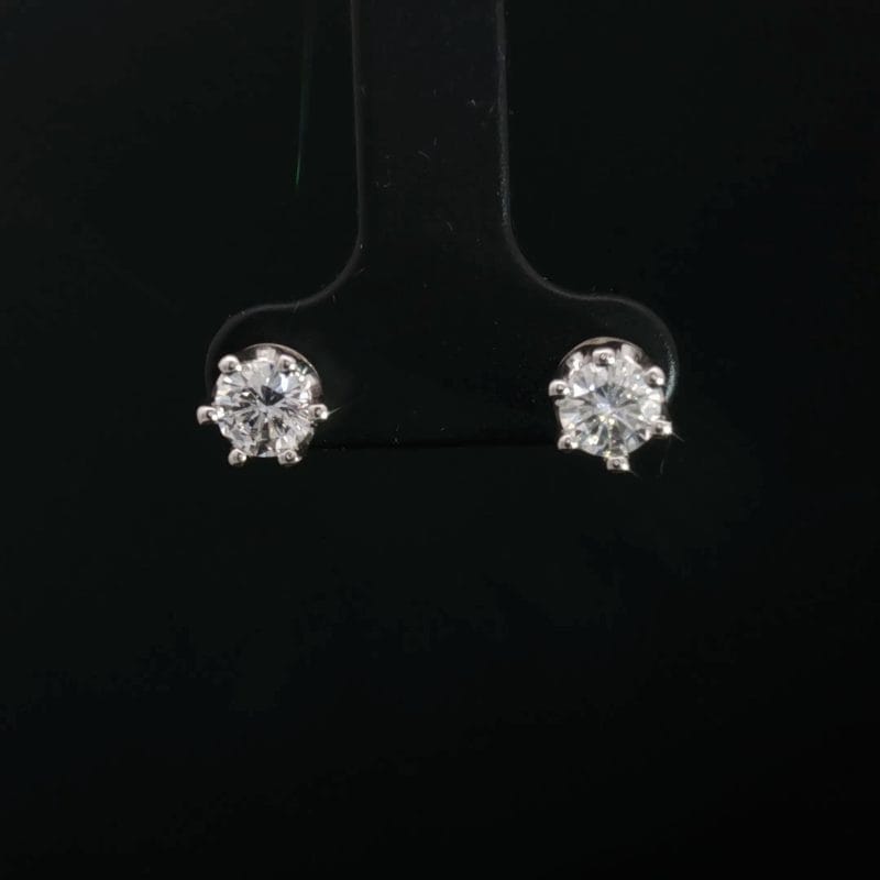 kolczyki diamentowe sztyfty 0.90 ct białe złoto 14k G VVS
