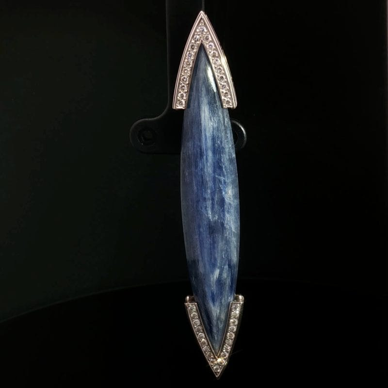 brosza sodalit diamenty złoto 14k Atelier MJM ręczna praca