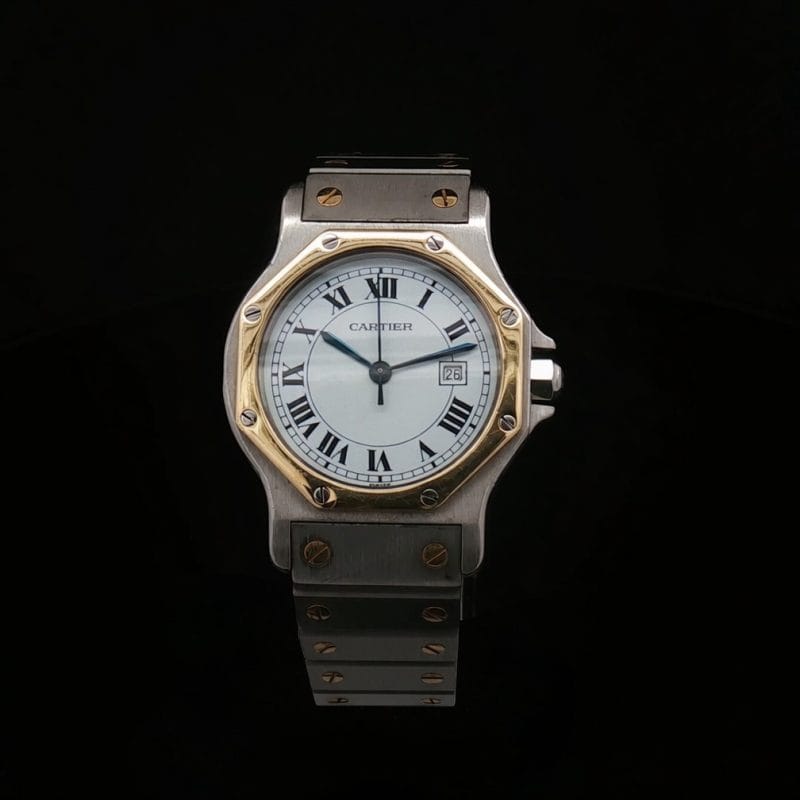 Cartier Santos Octagon stal złoto 30 mm vintage zegarek