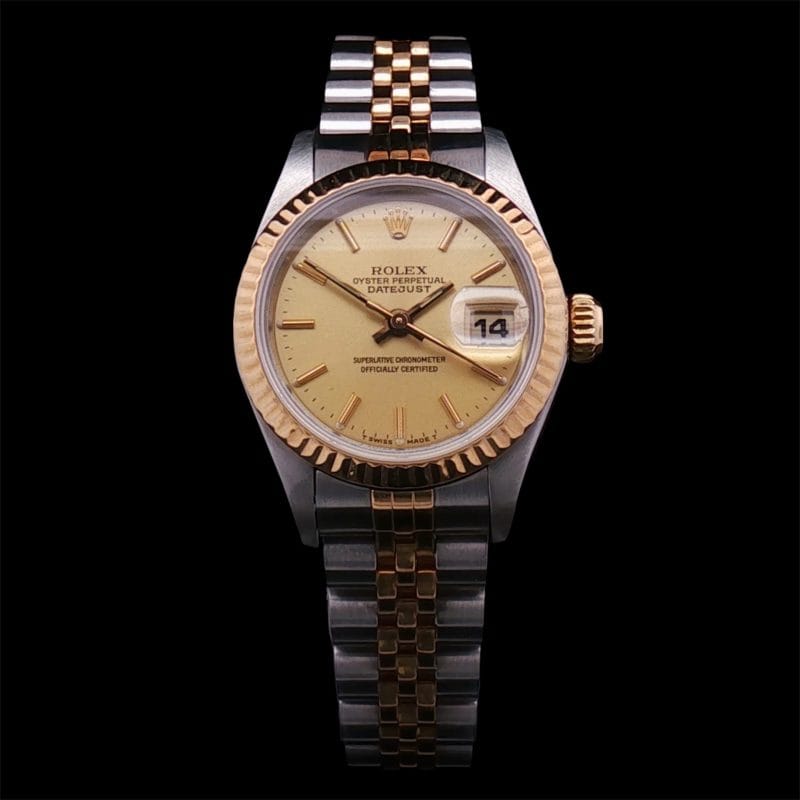 Rolex Datejust Lady stal złoto 26 mm złota tarcza jubilee