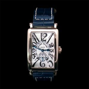 damski Franck Muller Long Island białe złoto manualny zegarek giloszowana tarcza
