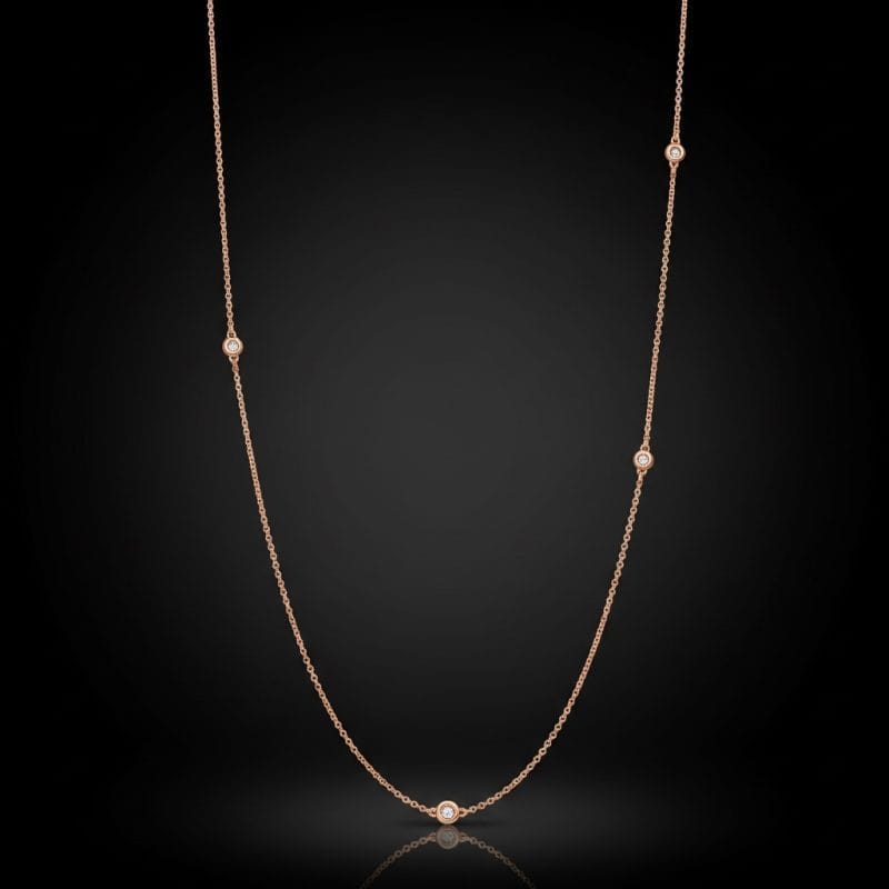 Tiffany Elsa Peretti Diamonds by the Yard różowe złoto diamenty naszyjnik 0.31 ct