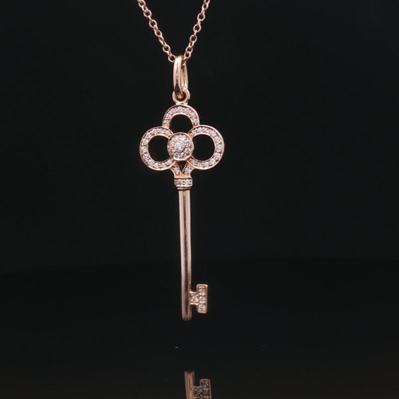 Tiffany & Co. Tiffany Keys Fleur de Lis Key – 18k Yellow Gold with Diamonds (Complete Suite with Chain)