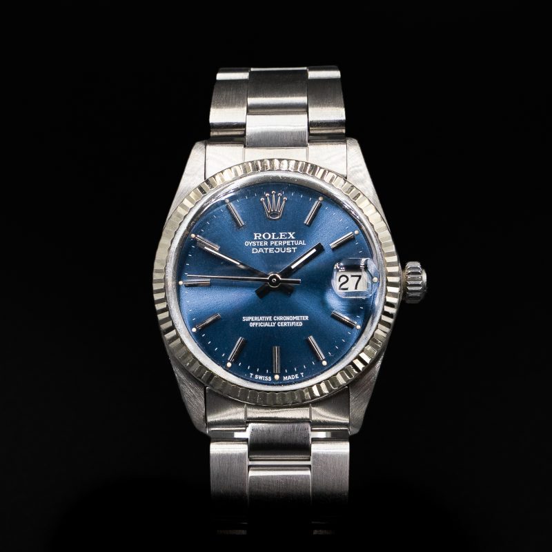 Rolex Datejust 31 mm Ref. 6827 – Stainless Steel & 18K White Gold with Blue Sunburst Dial (Midsize / Excellent Condition / 2-Year Luxos Arts Warranty)