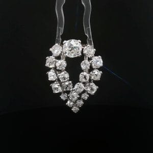 French diamond brooch-pendant in platinum and white gold with 21 natural diamonds