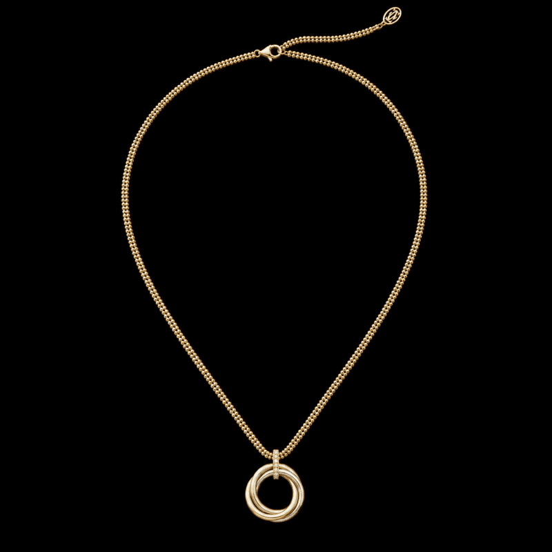 Cartier Trinity Medium Model pendant in 18-karat white, rose and yellow gold with diamonds, original Cartier box and certificate