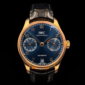 IWC Portugieser Automatic 7 Days IW500713 with rose gold case, blue dial and original IWC box