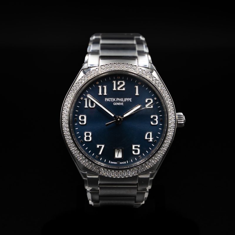 Patek Philippe Twenty~4 Automatic 7300/1200A-001 with blue sunburst dial and diamond-set bezel