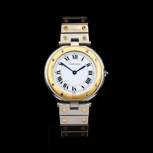 Cartier Santos Ronde in stainless steel and 18-carat yellow gold with white dial and original box