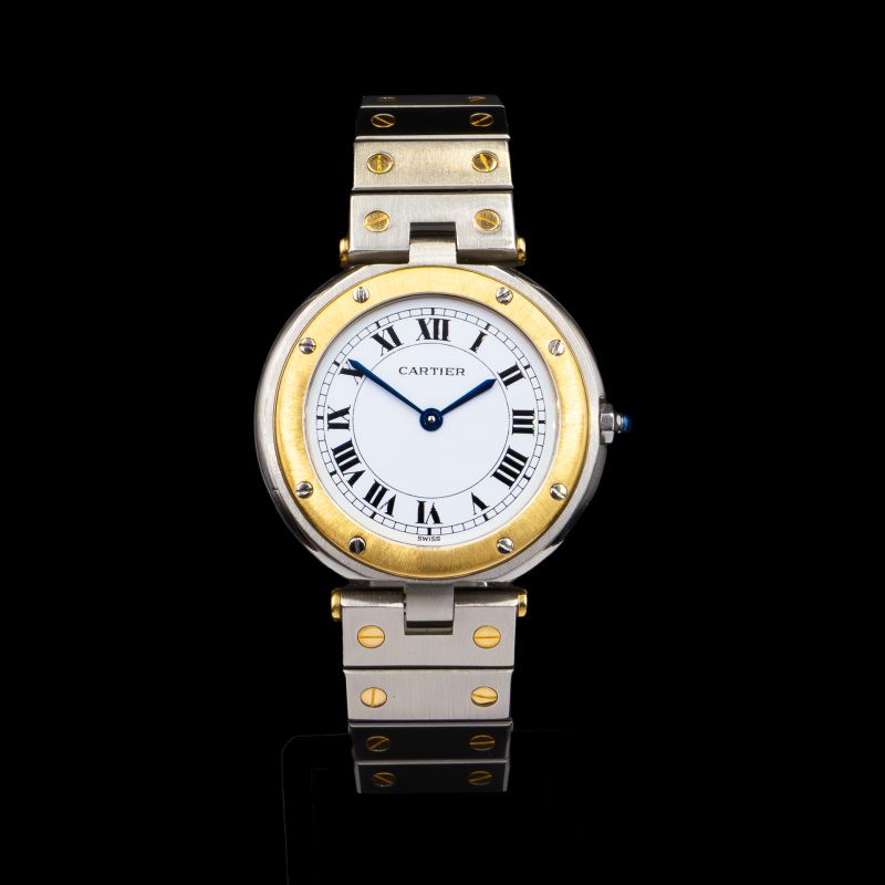 Cartier Santos Ronde in stainless steel and 18-carat yellow gold with white dial and original box