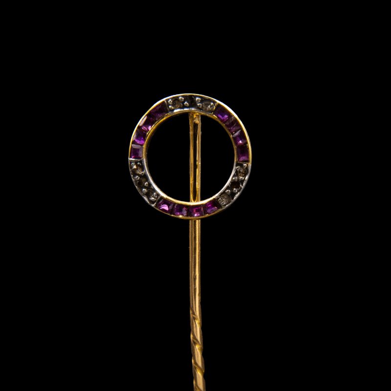 Antique Diamond and Ruby Pin – Gold and Platinum