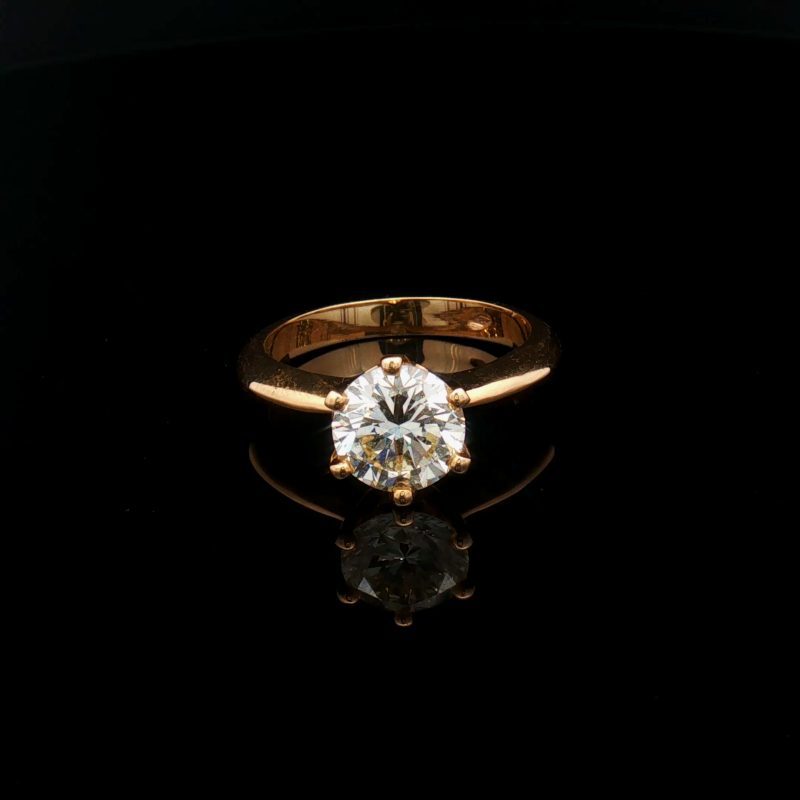 Pierścionek solitaire z żółtego złota 18K z diamentem Fancy Light Yellow 1,81 ct VVS.